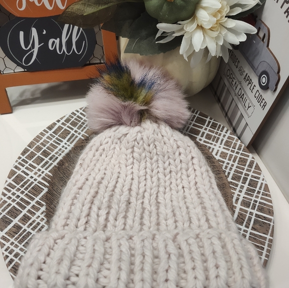 ☃️ EUC Norla Canada Alpaca Wool Blend Chunky Knit Pom Pom Beanie, Pink, OSFA - Picture 4 of 9